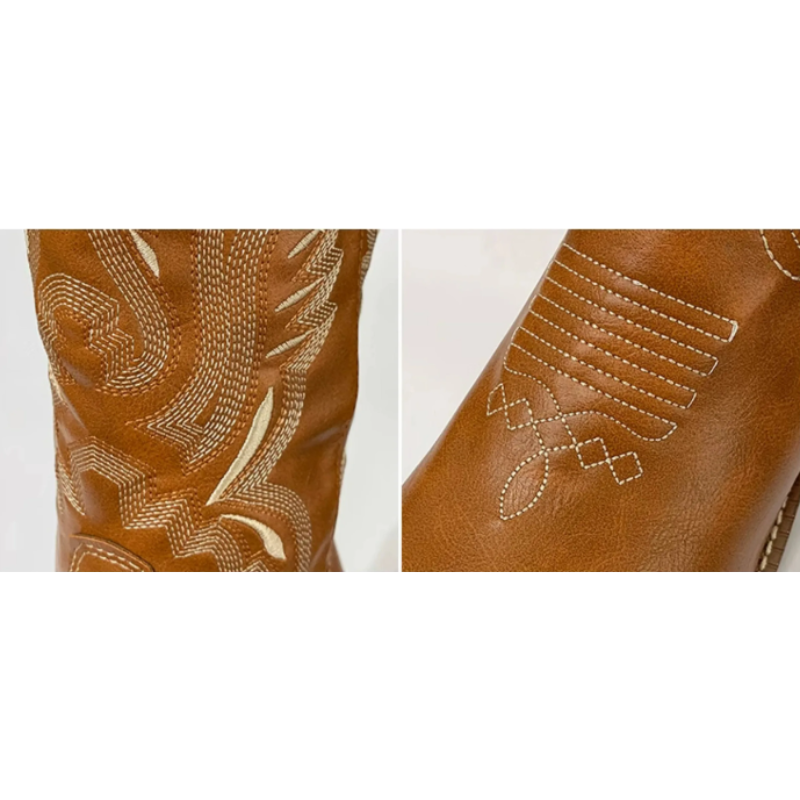 GR | Western style boots for women with pointed toe and block heel, cowboy boots for women