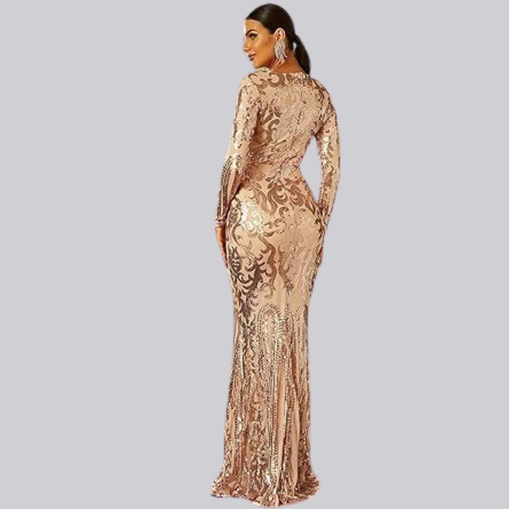 GR | Evening dress with long sleeves and sequins