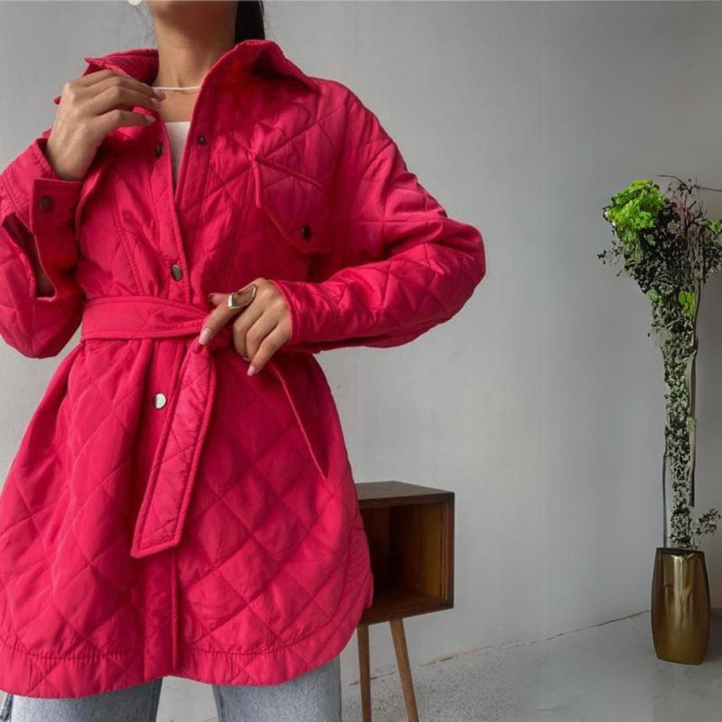 quilted jacket with snap fasteners