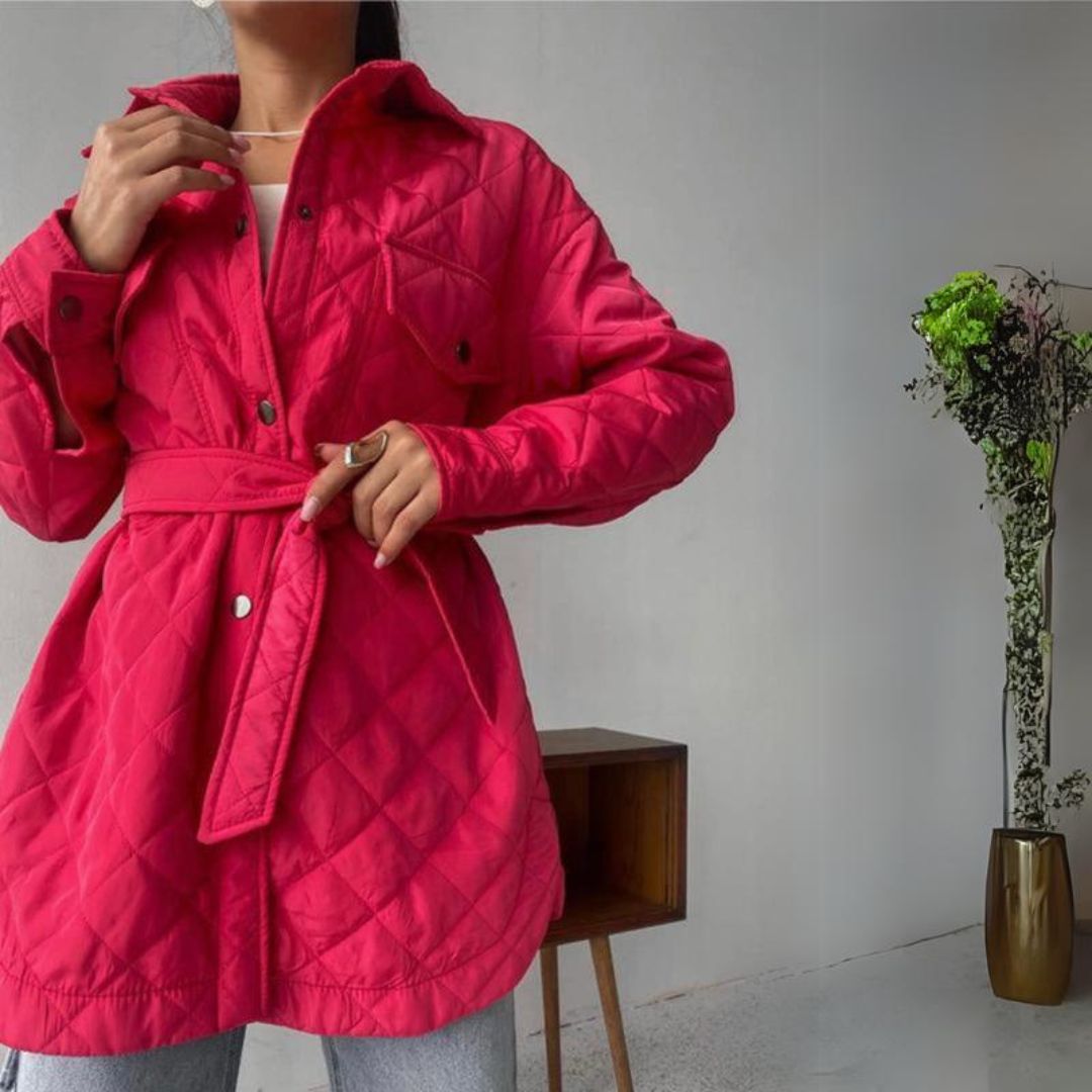 quilted jacket with snap fasteners