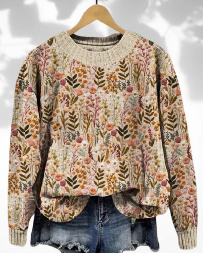 GR | Bequemer Blumenpullover