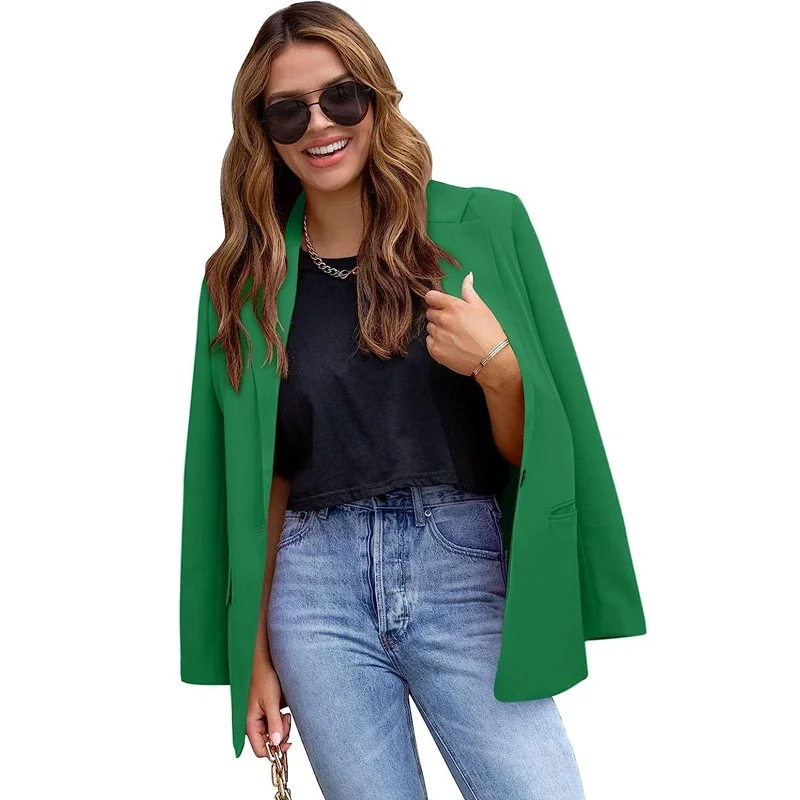 GR | Long women's blazer with flap pockets and tailored cut
