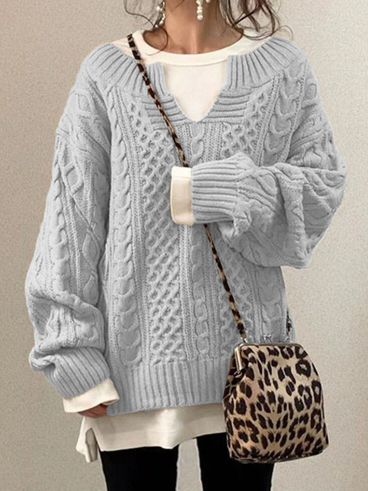 GR Luxe Sweater | Bequemer warmer Oversized-Zopfpullover aus weichem Material