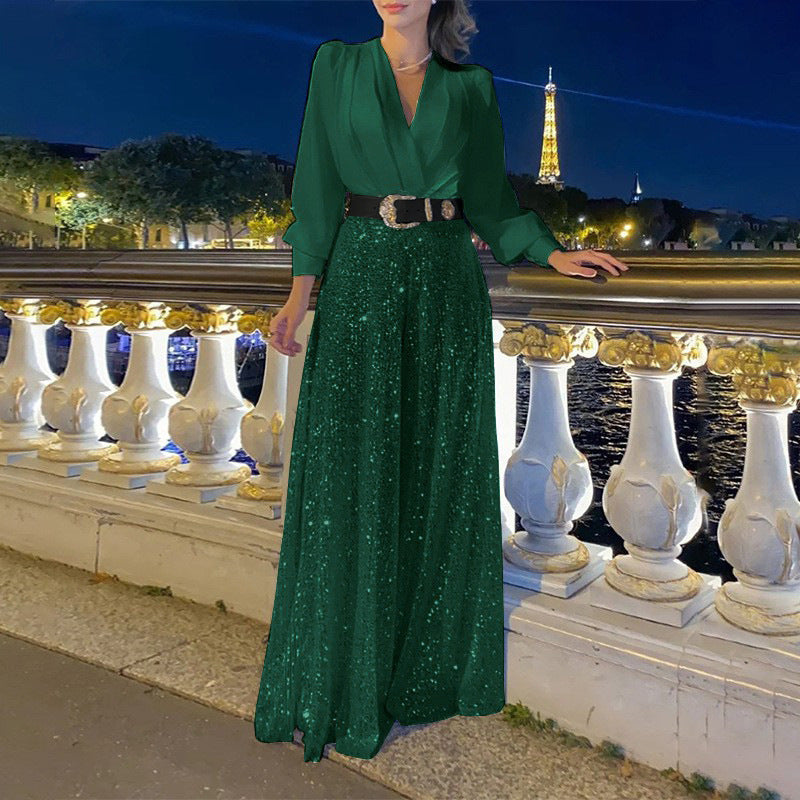 GR | Elegant cut - Wide-legged sequined jumpsuit