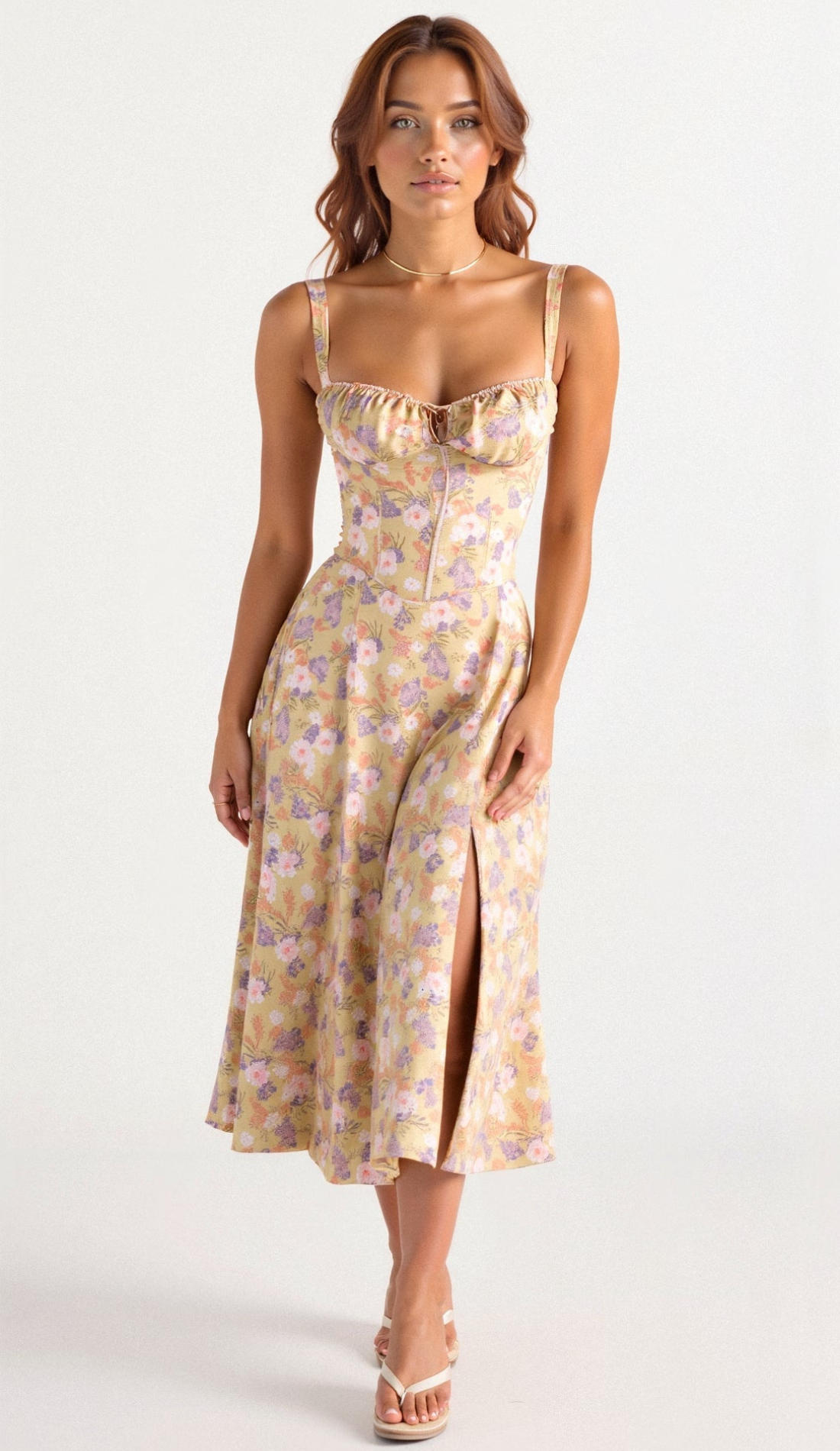 GR | Blumen Kleid für Frauen Midi
