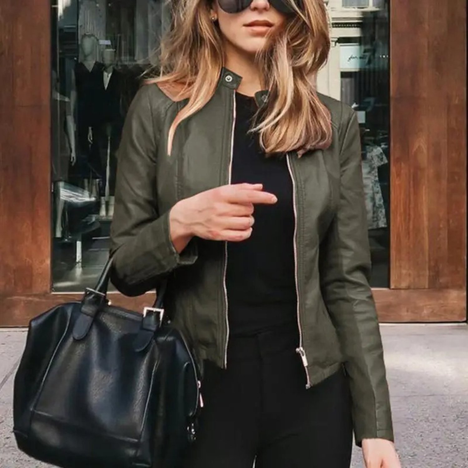 GR - women's leather motorcycle jacket