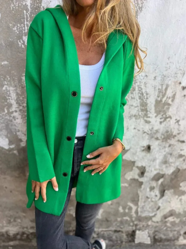 GR | Long Cardigans for Women Elegant Cardigan with Hood and Buttons