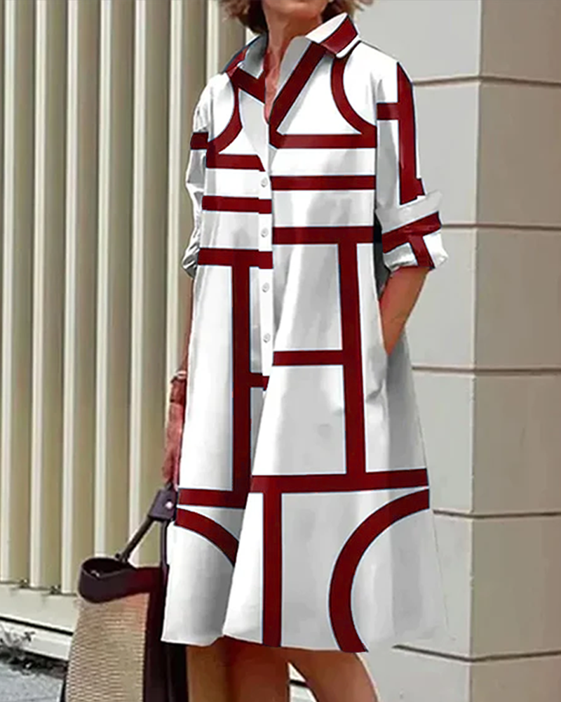 GR | Dress with pockets and geometric print