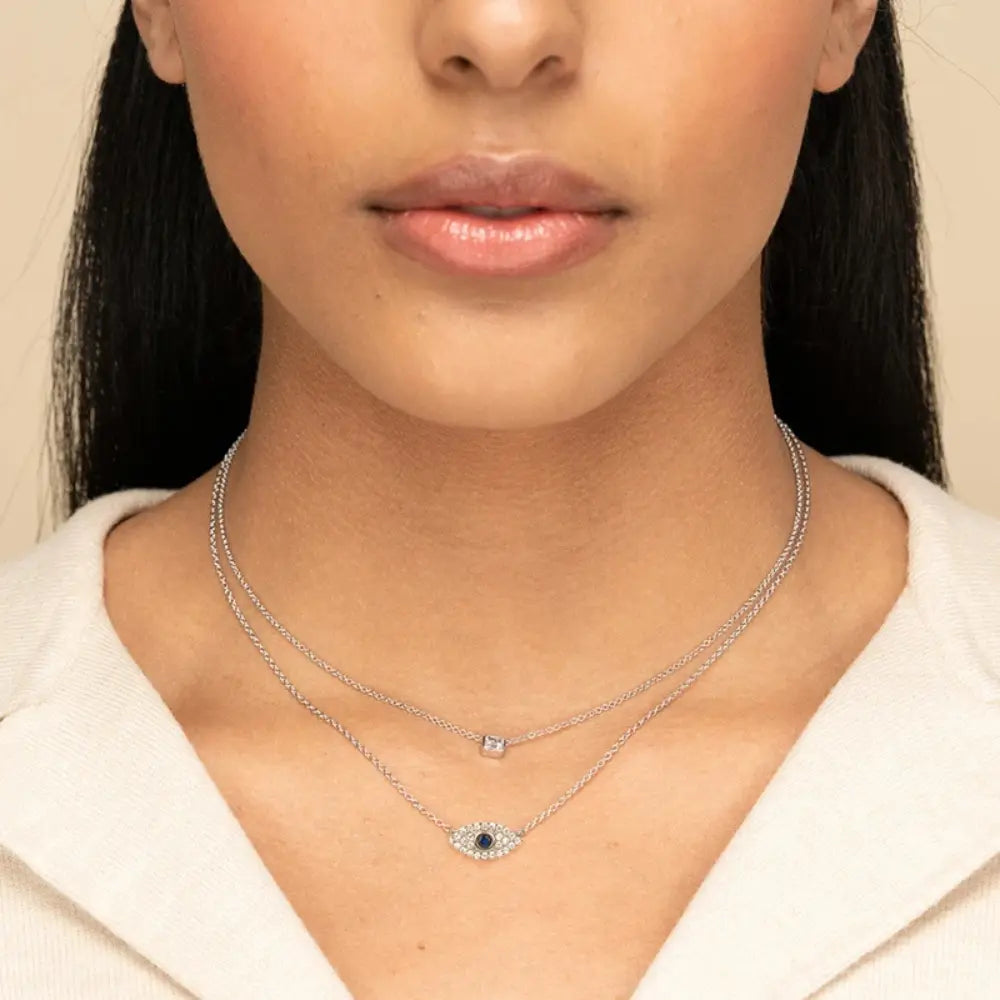 GR | Sterling Silver Diamond Protective Pendant for Women
