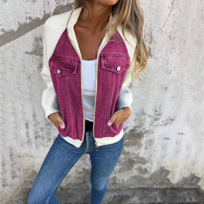 in a denim look with pocket details and a comfortable fit