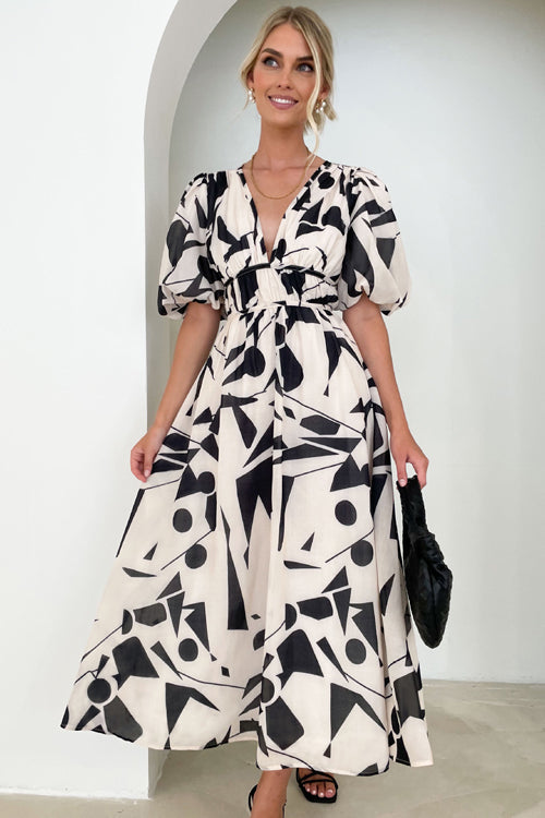 GR | Real Love Print Puff Sleeve Maxi Dress