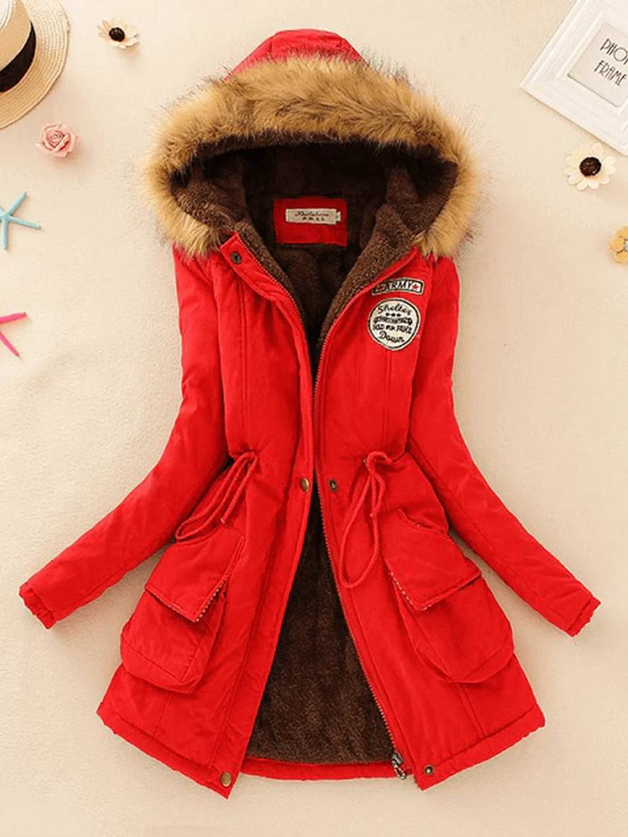 GR | Women's parka in mid-length style with zipper