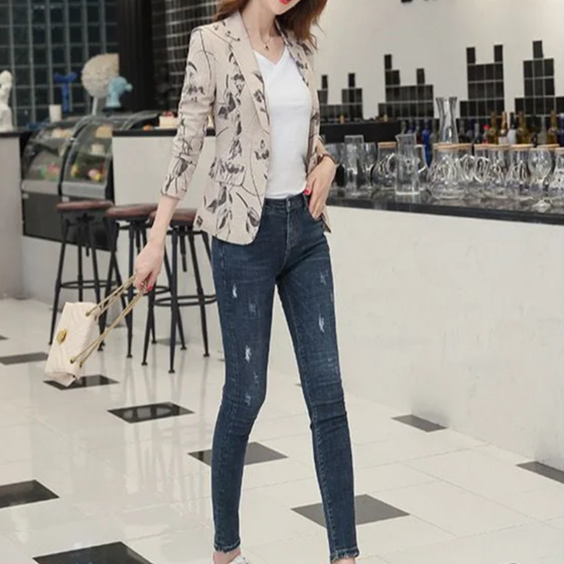 GR | Women's Floral Pattern Blazer Perfect for Spring and Summer