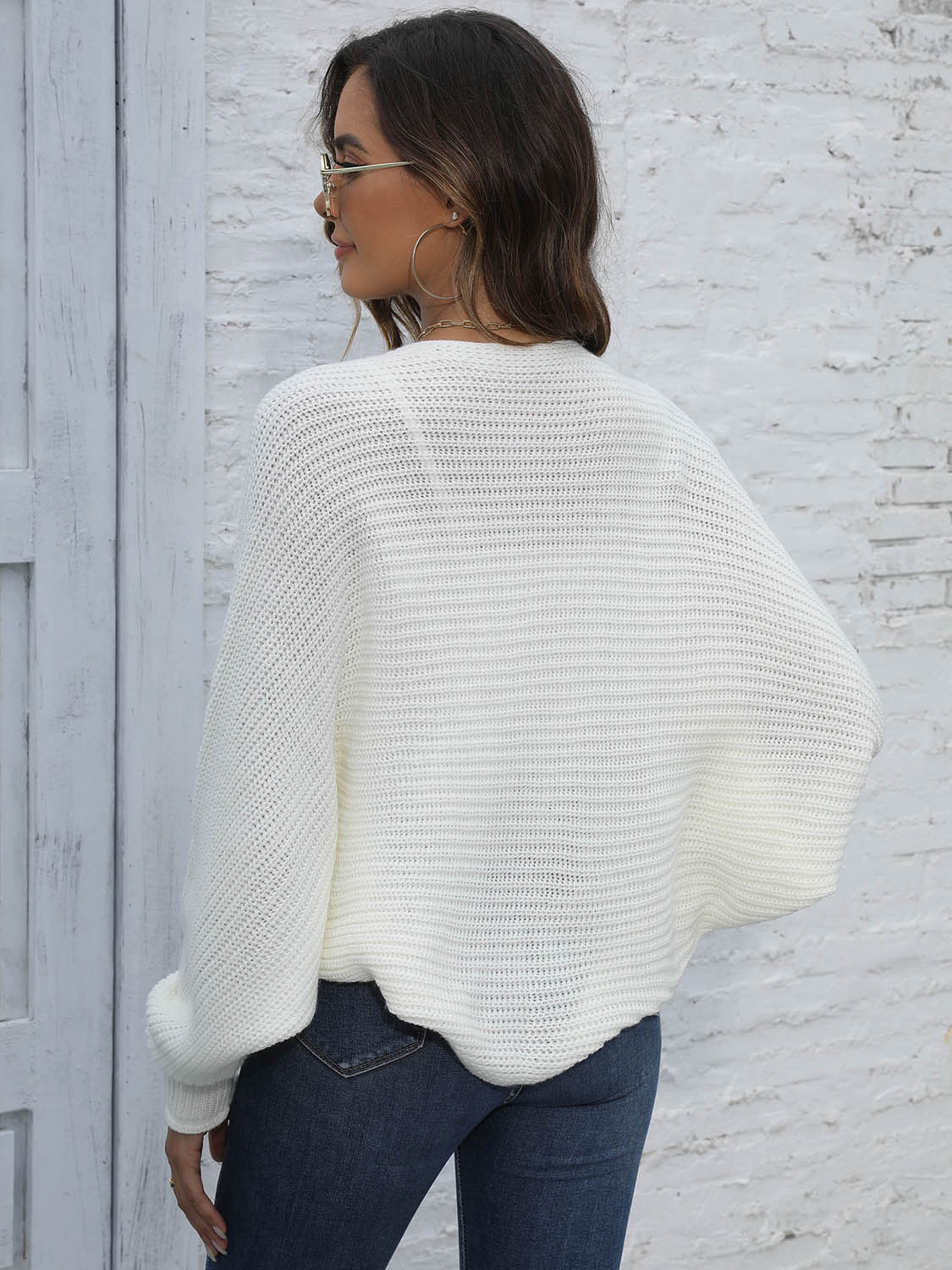 GR | Bat Sleeve Open Front Short Cardigan