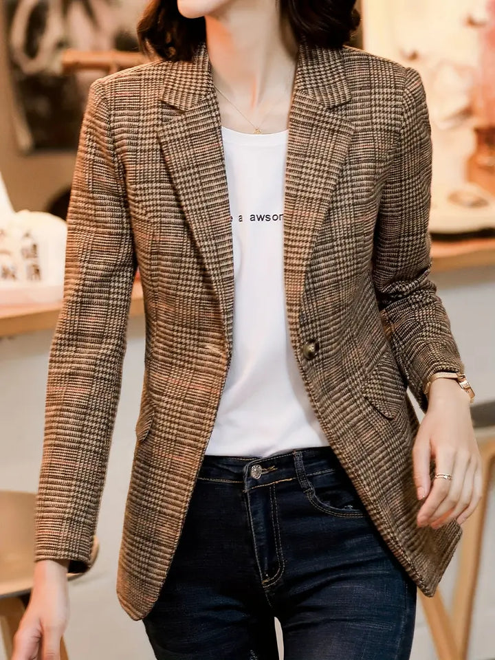 GR | Checked blazer with lapel and one button