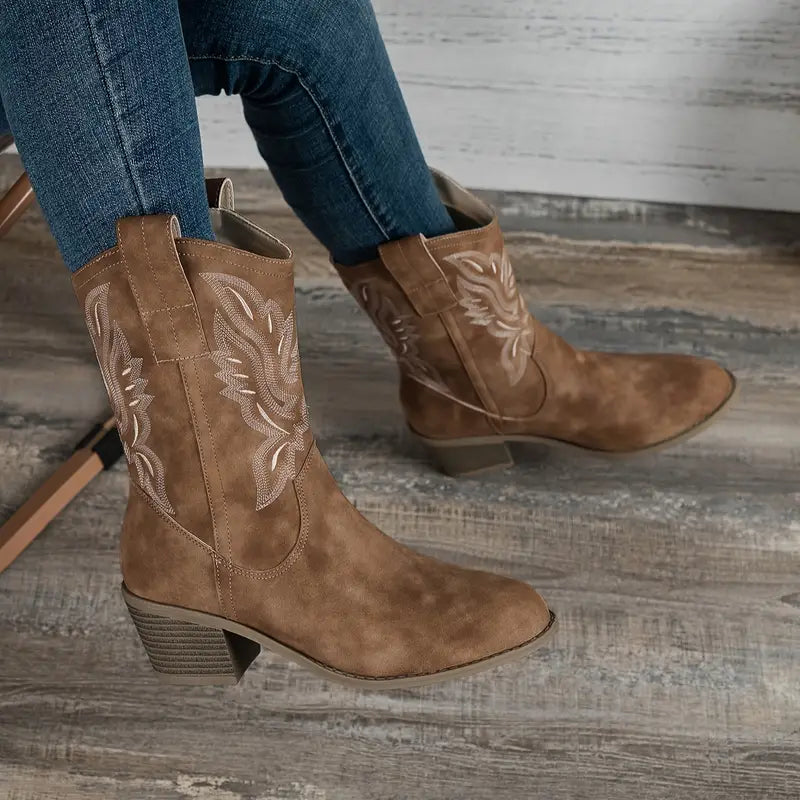 Retro boots with a thick heel