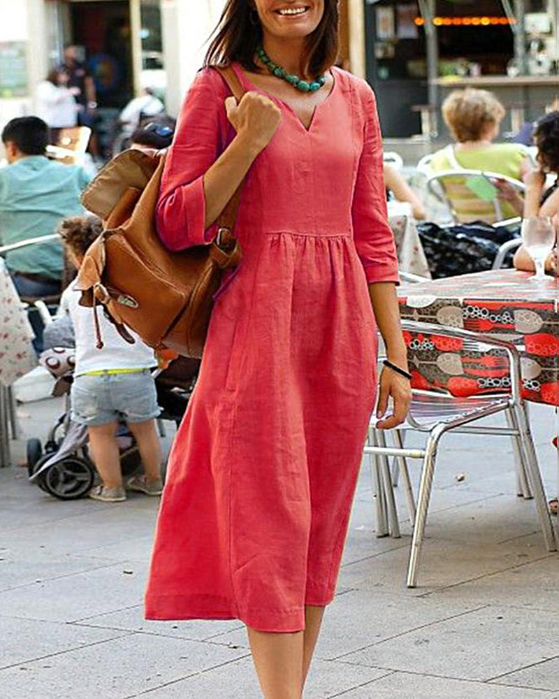 GR | Elegante Leinen Tunika Kleid - Stilvolles Leinen Kleid für einen Raffinierten Look
