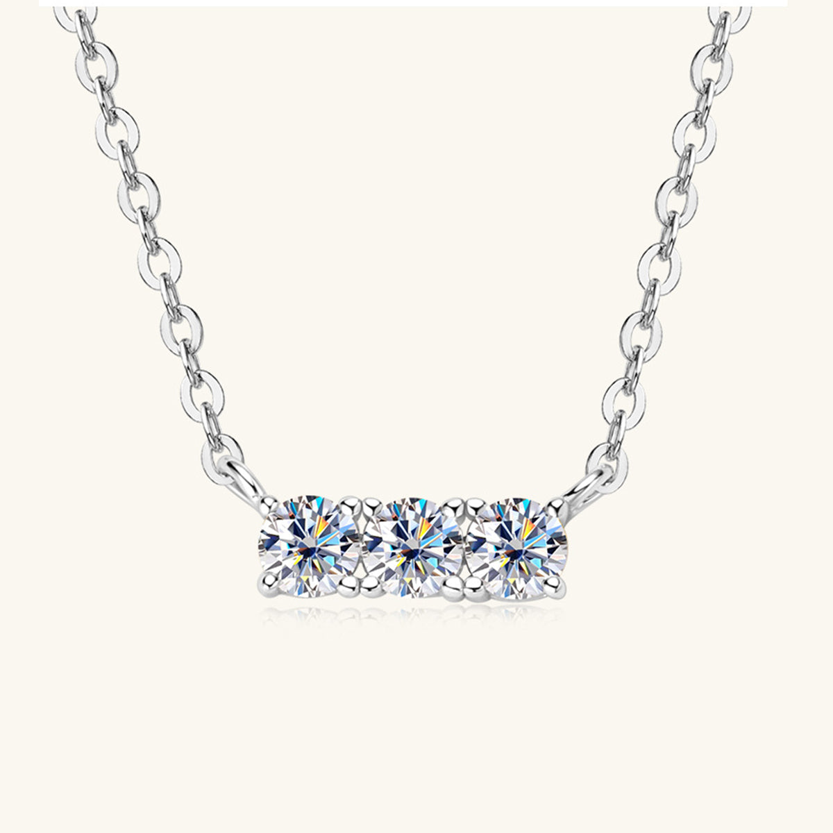 GR | 925 Sterling Silver Inlaid Moissanite Bar Necklace