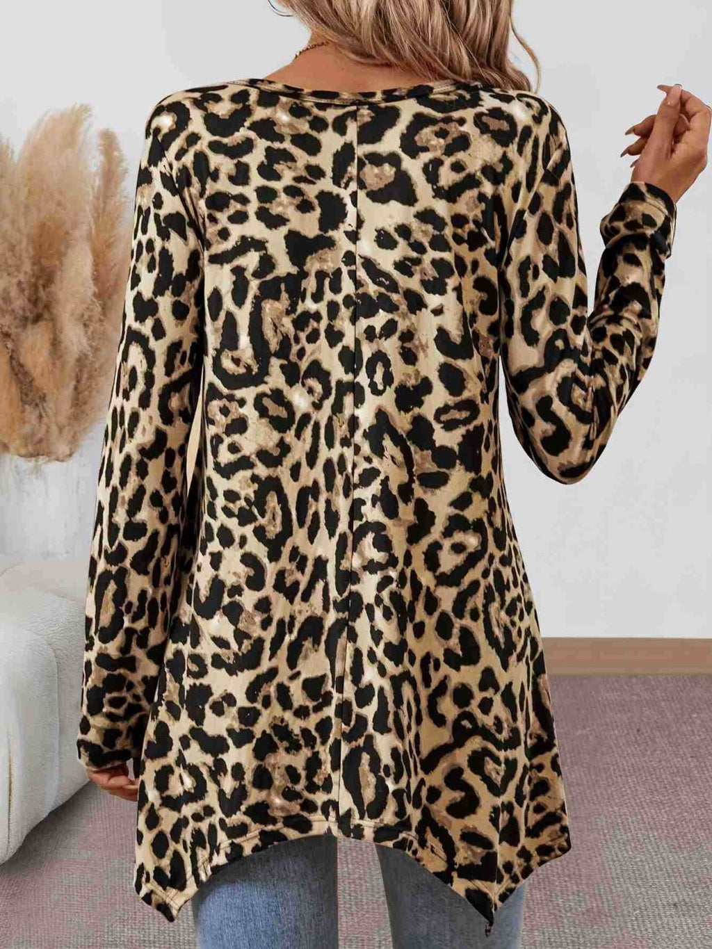GR | Leopard print crew neck long-sleeved T-shirt