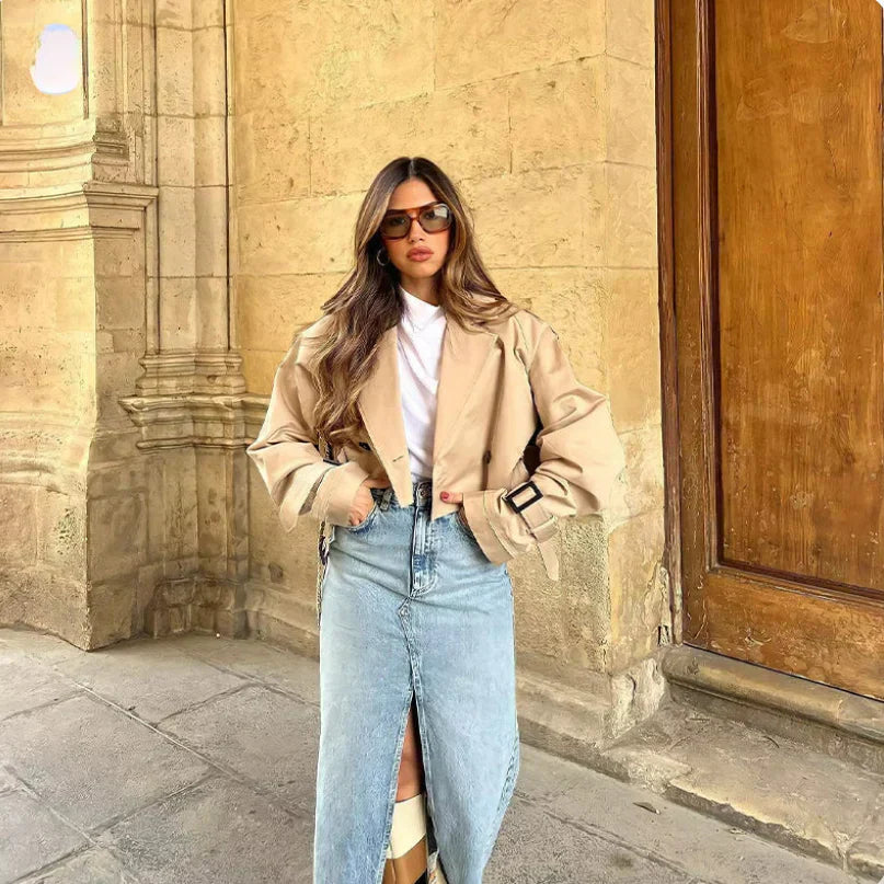 GR | Long-sleeved trench coat with adjustable belt