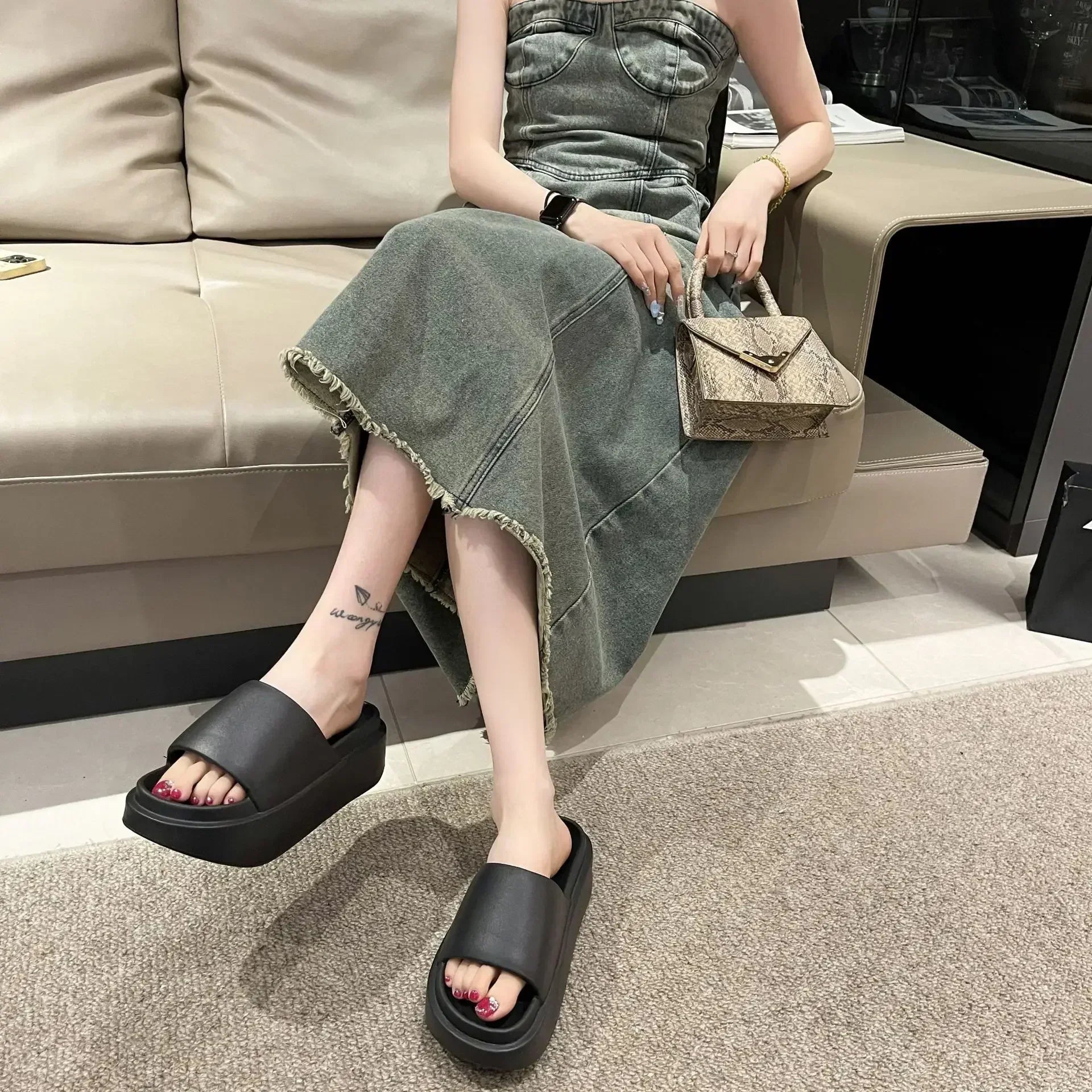 GR - Non-slip elevated platform EVA slippers for women