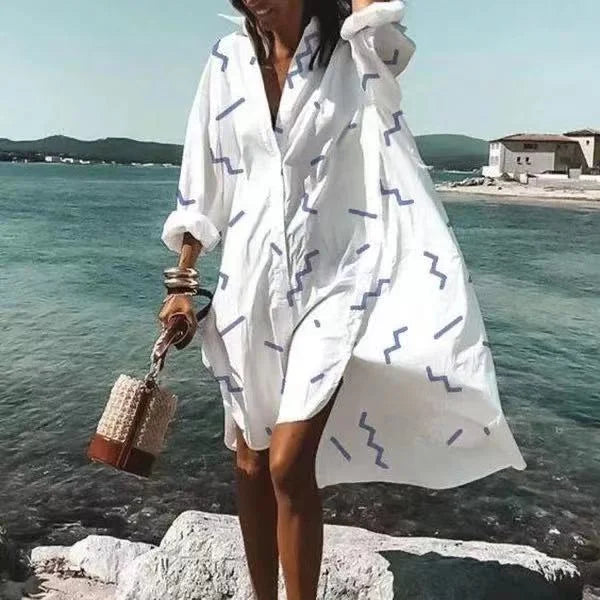 GR | Lässiges mittellanges Hemdkleid für Frauen