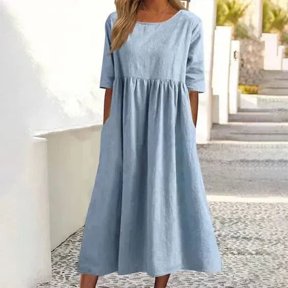 GR | Hochwertiges Baumwoll-Leinen-Kleid