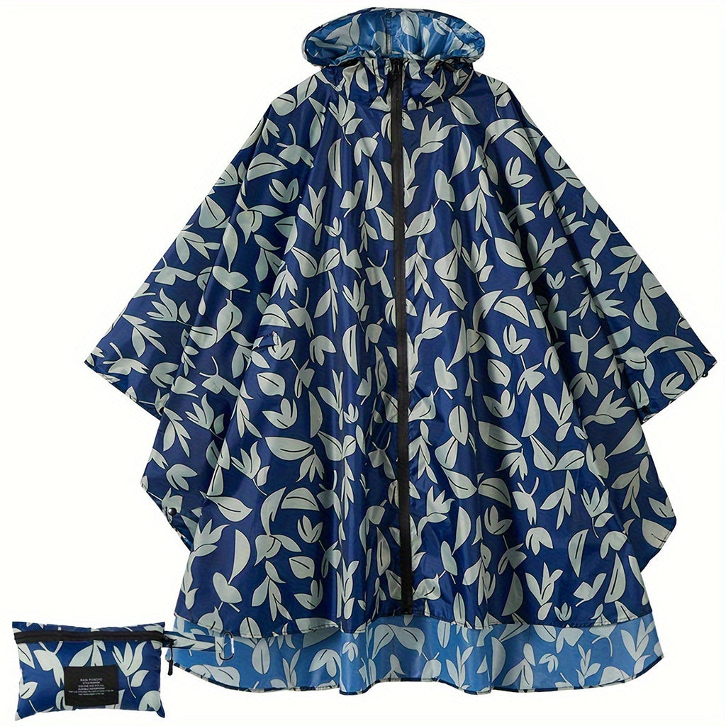 GR | Sporty women's rain poncho with hood and geometric pattern