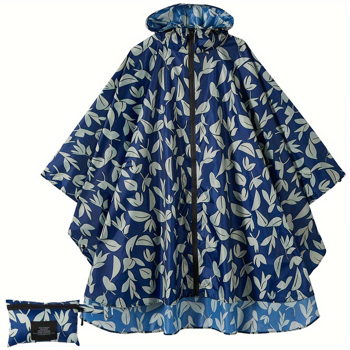 GR | Sporty women's rain poncho with hood and geometric pattern
