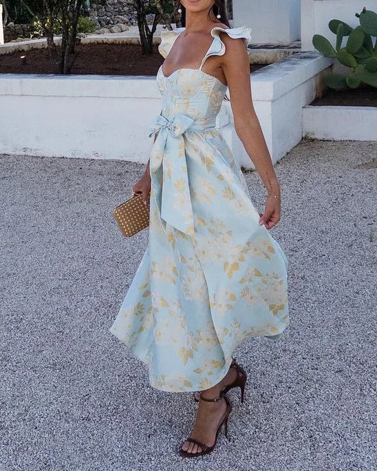Butterfly sleeve printed dress