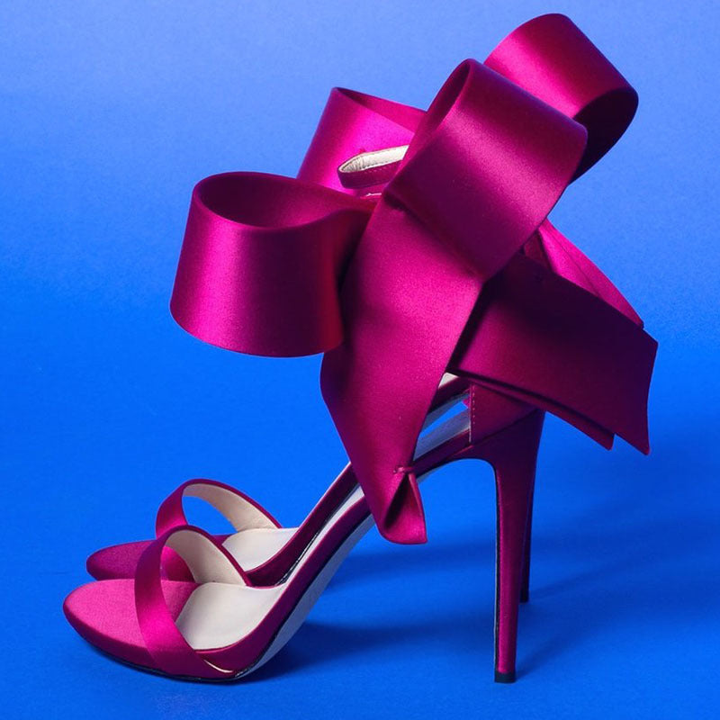 GR | Summer Plus Size Bow Ankle Strap High Heel Sandals for Women