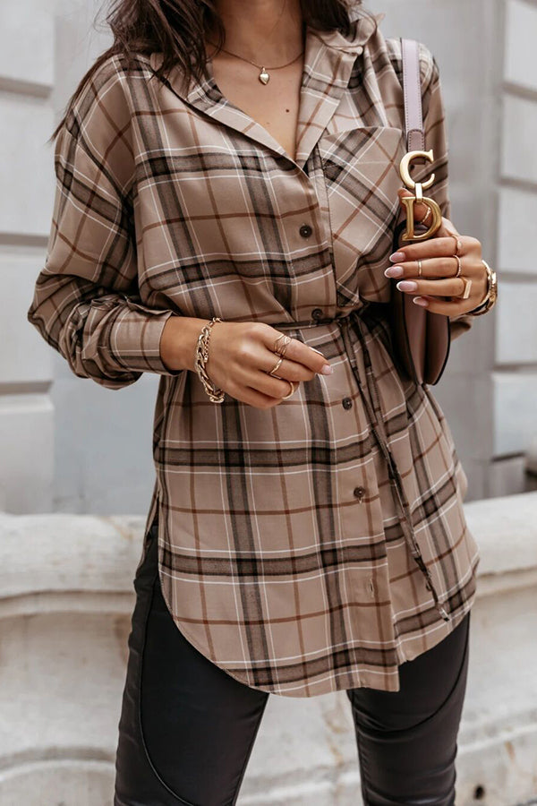 GR | Grab My Hand Checkered Button-Up Belt Shirt