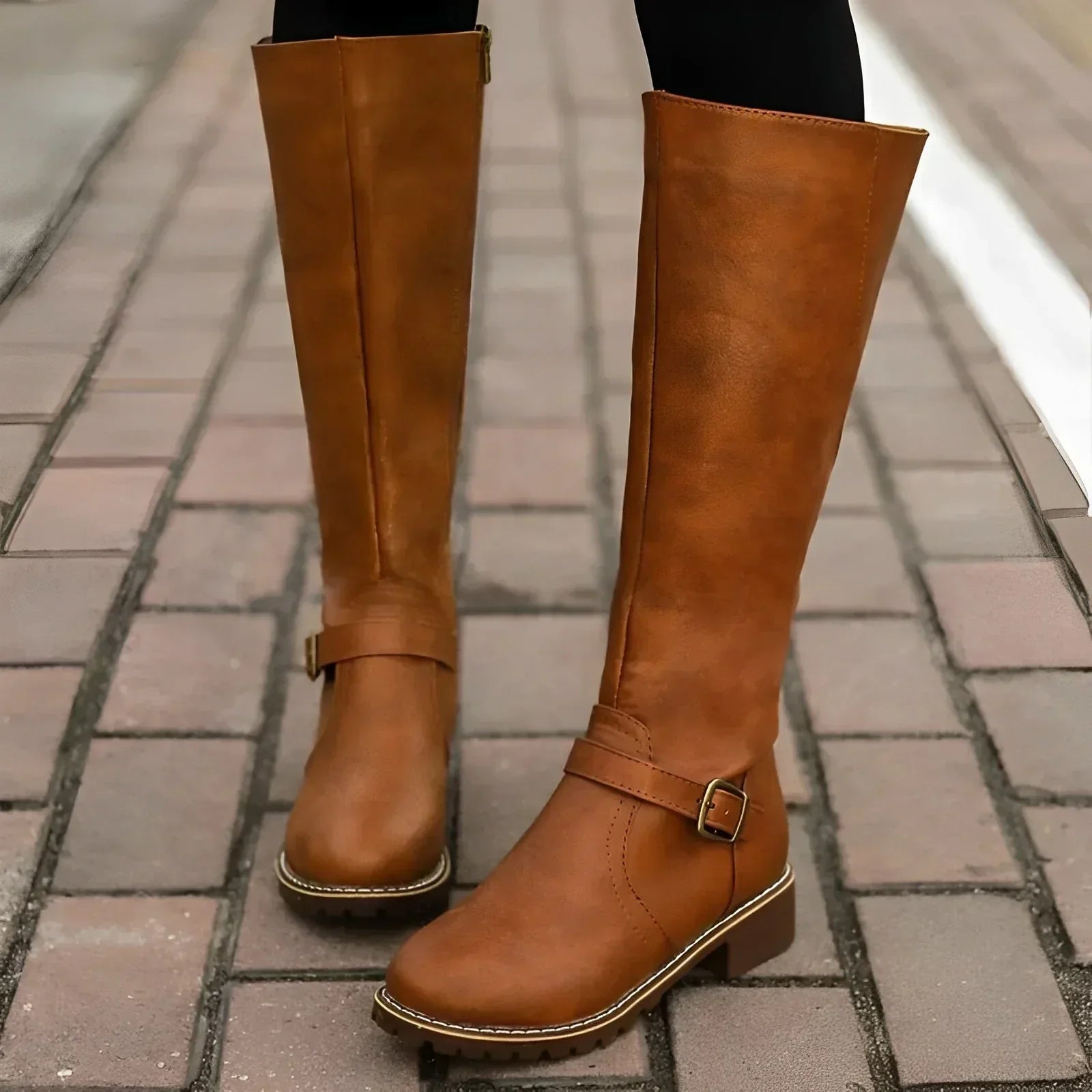 GR | Stylish autumn long boots with metal clasp for women