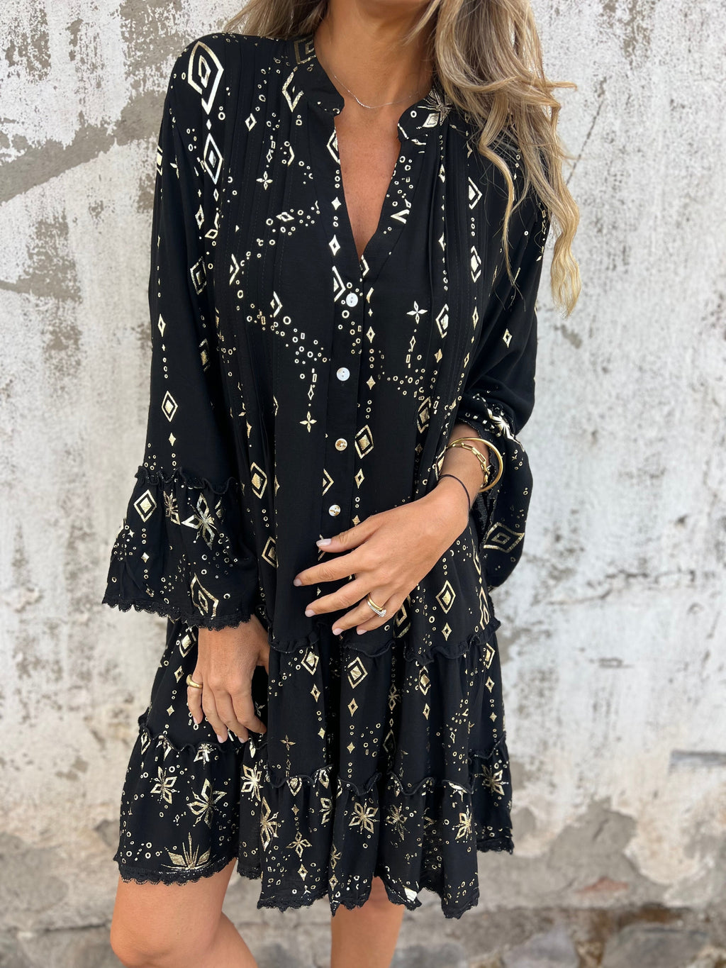 GR | Boho Metallic Hemdkleid