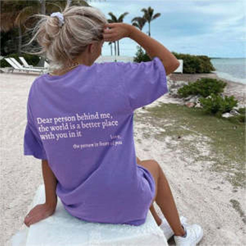 GR | Damen T-Shirt Mit Rundhalsausschnitt Und Slogan