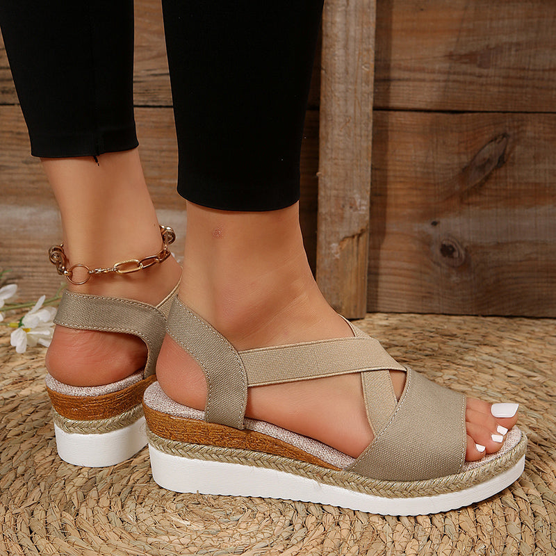 GR | Wedge Sandals with Cross Straps for Women