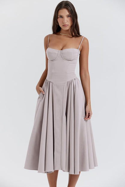 GR | Ärmelloses Midikleid Mit Korsett Passform