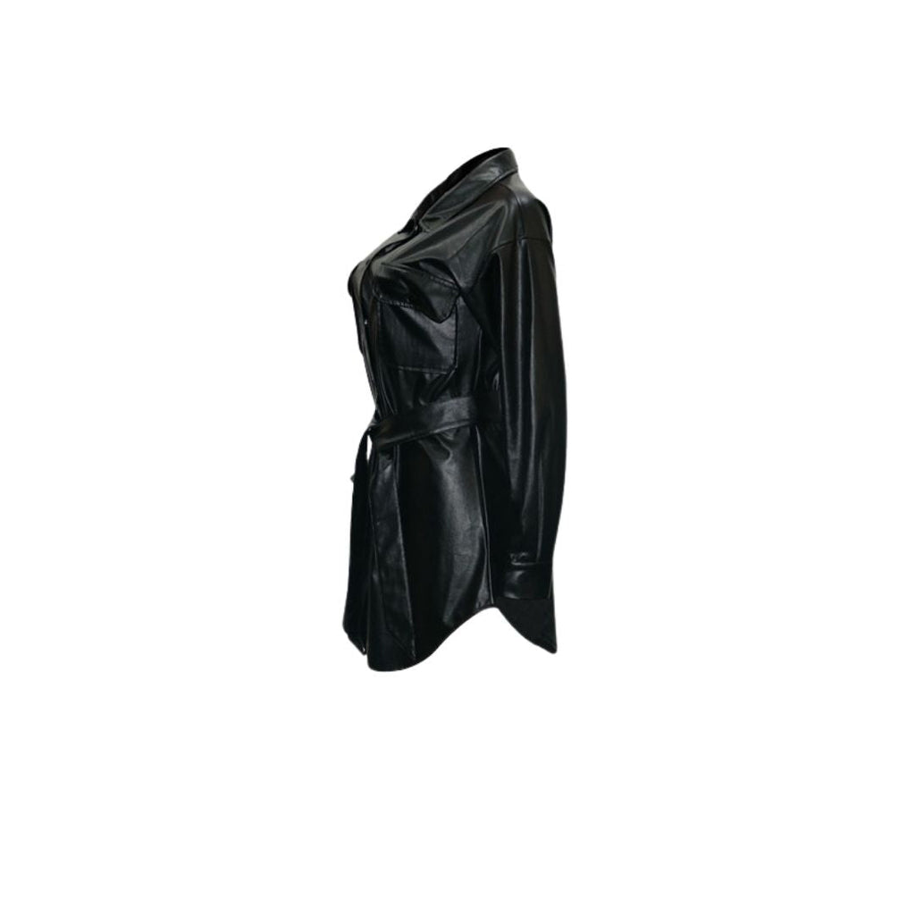 GR | Faux leather shirt dress with belt