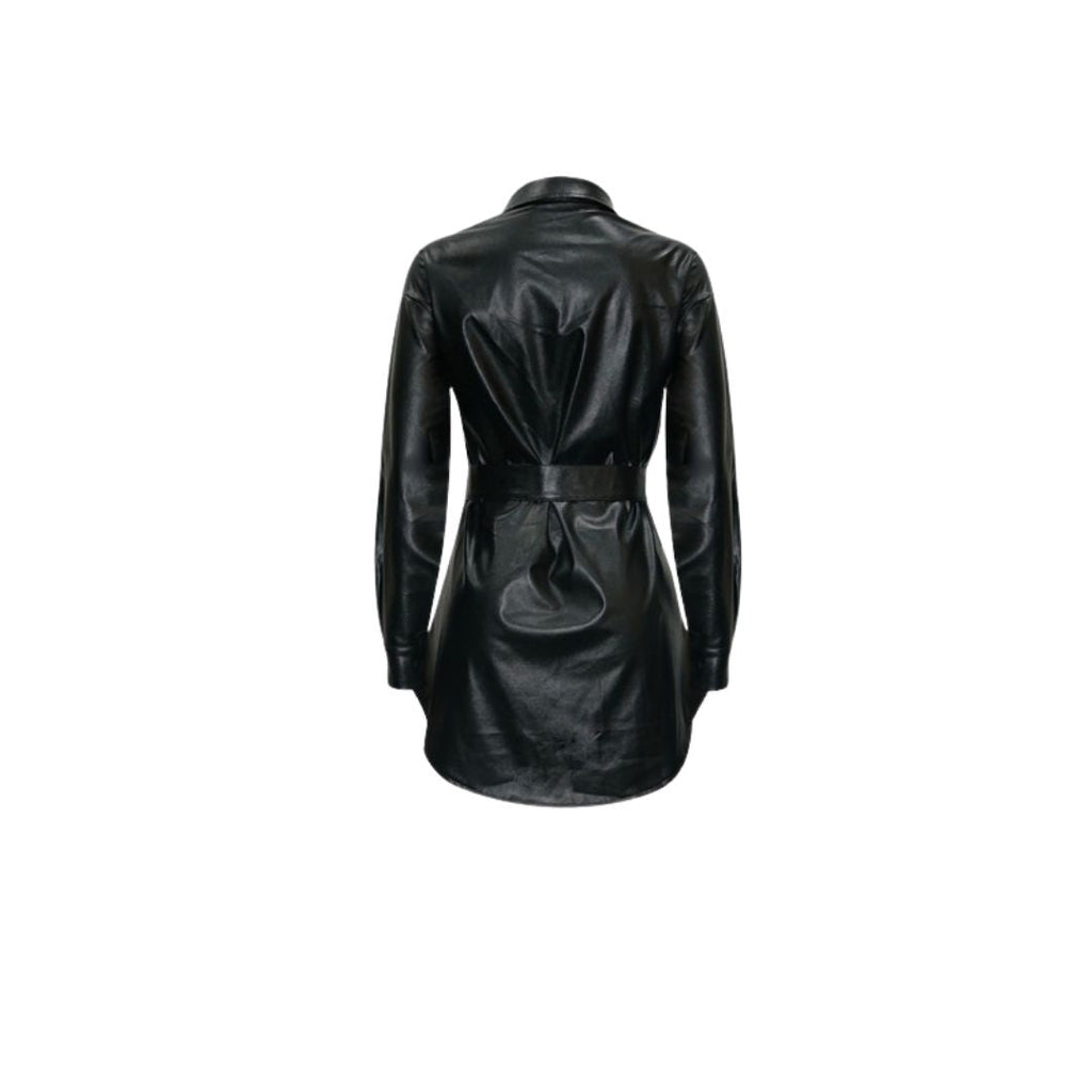 GR | Faux leather shirt dress with belt