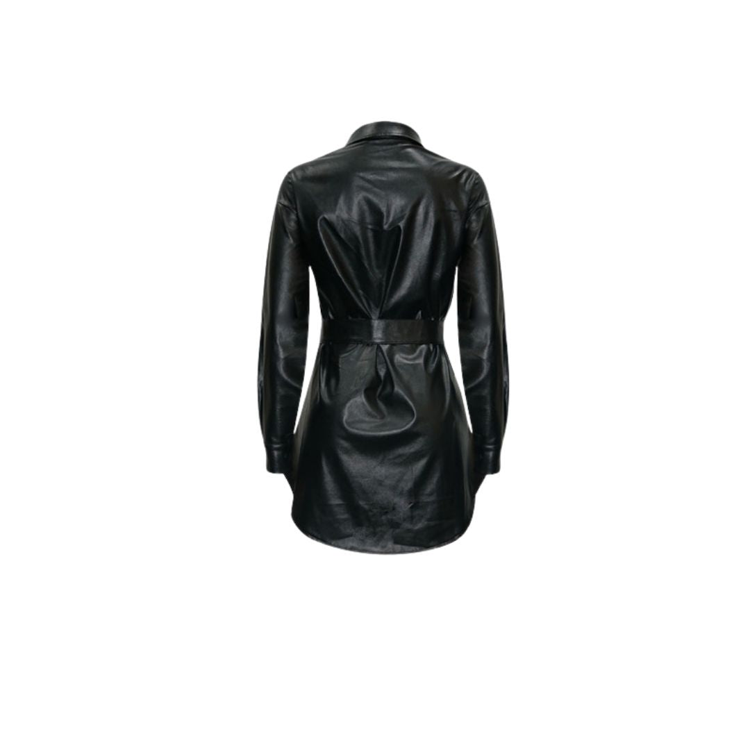 GR | Faux leather shirt dress with belt