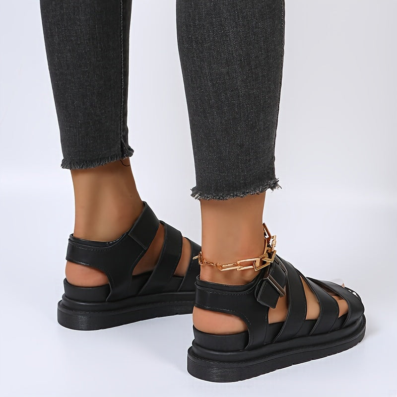 GR | Sandals with platform sole and ankle strap