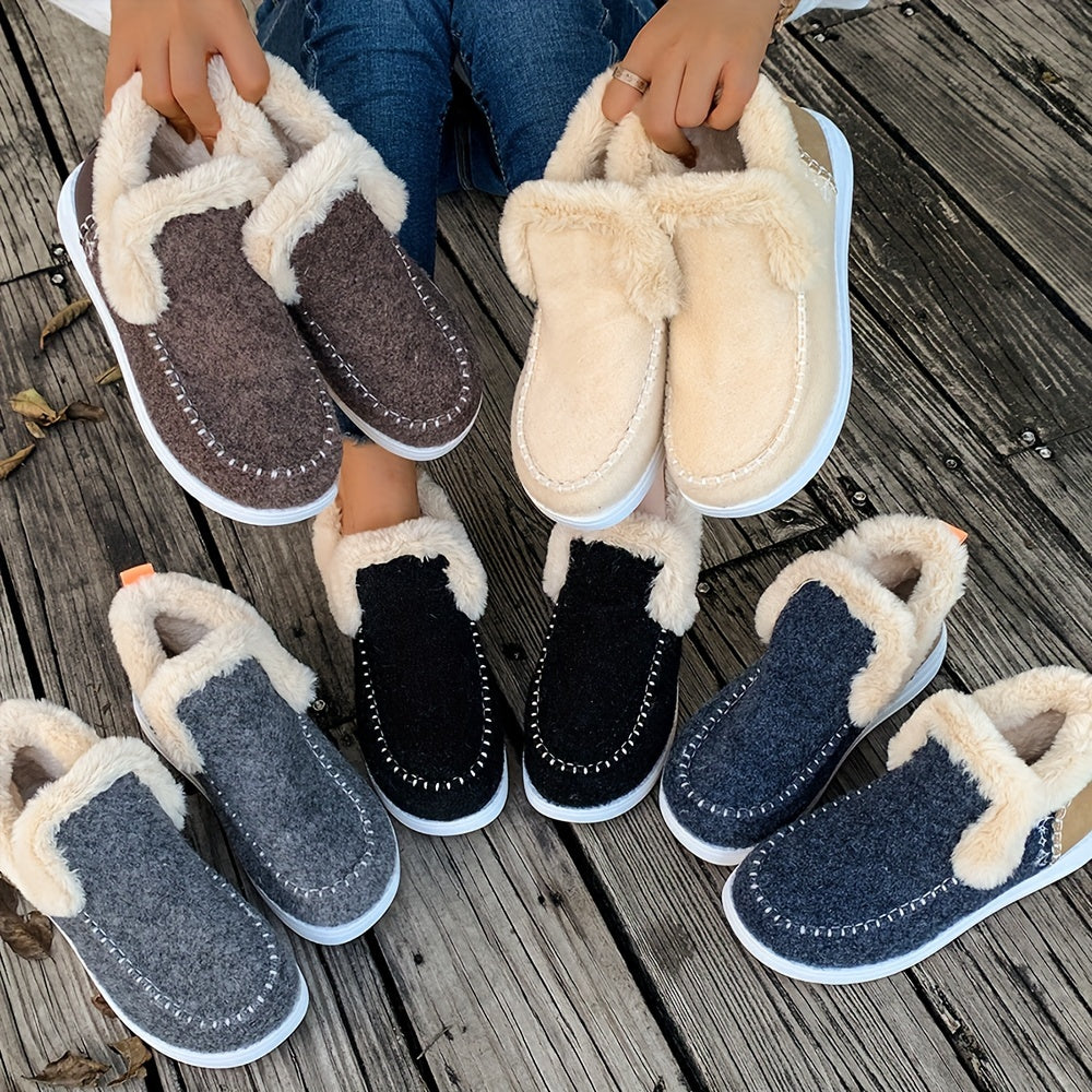 GR | Cozy winter slippers for women: fleece lining, PU sole and soft fabric construction