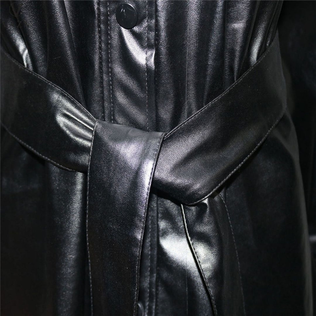 GR | Faux leather shirt dress with belt