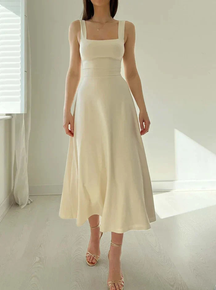 GR - Elegantes ärmelloses A-Linien-Midikleid – Zeitloser Chic | Fit-and-Flare Midikleid – Perfekt für jeden Anlass