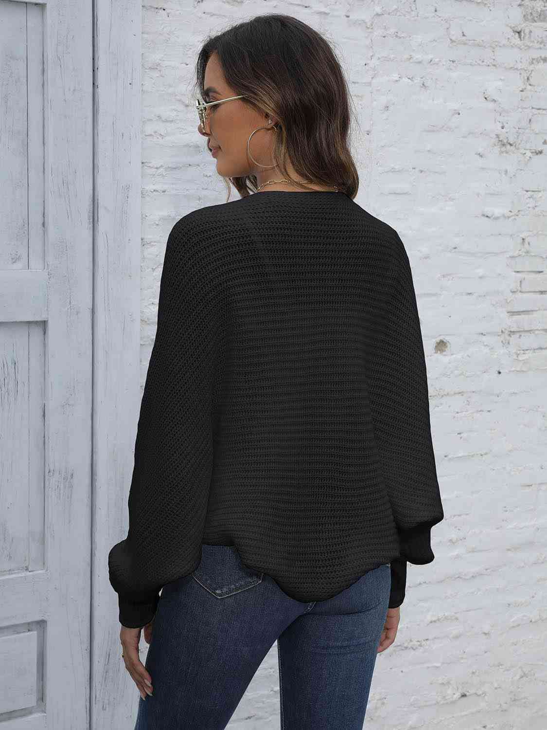 GR | Bat Sleeve Open Front Short Cardigan