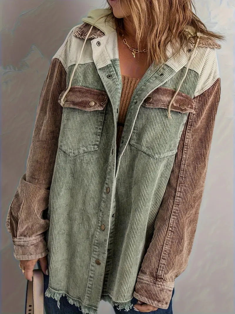 GR | Farbblock Hoodie Jacke für Damen | Perfekt für Herbst und Winter