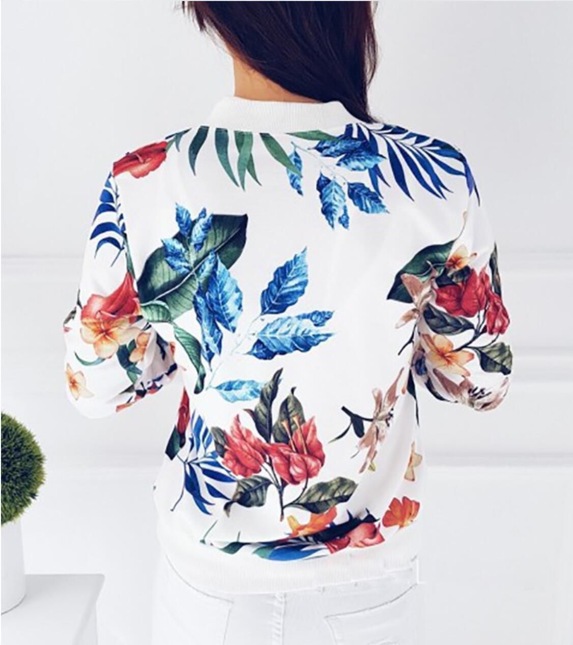 Women's bomber jacket with floral print and elasticated cuffs, size S