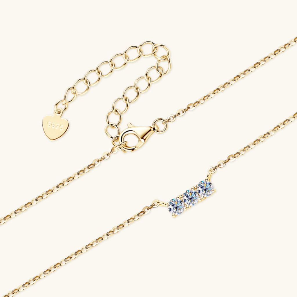 GR | 925 Sterling Silver Inlaid Moissanite Bar Necklace