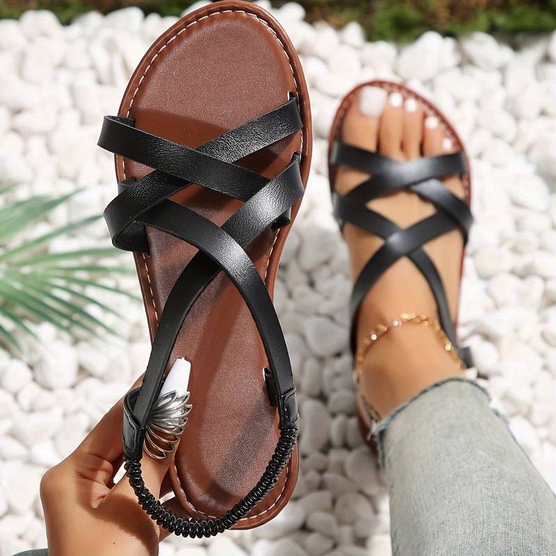 GR | Crisscross Flat Sandals with Non-Slip Strap