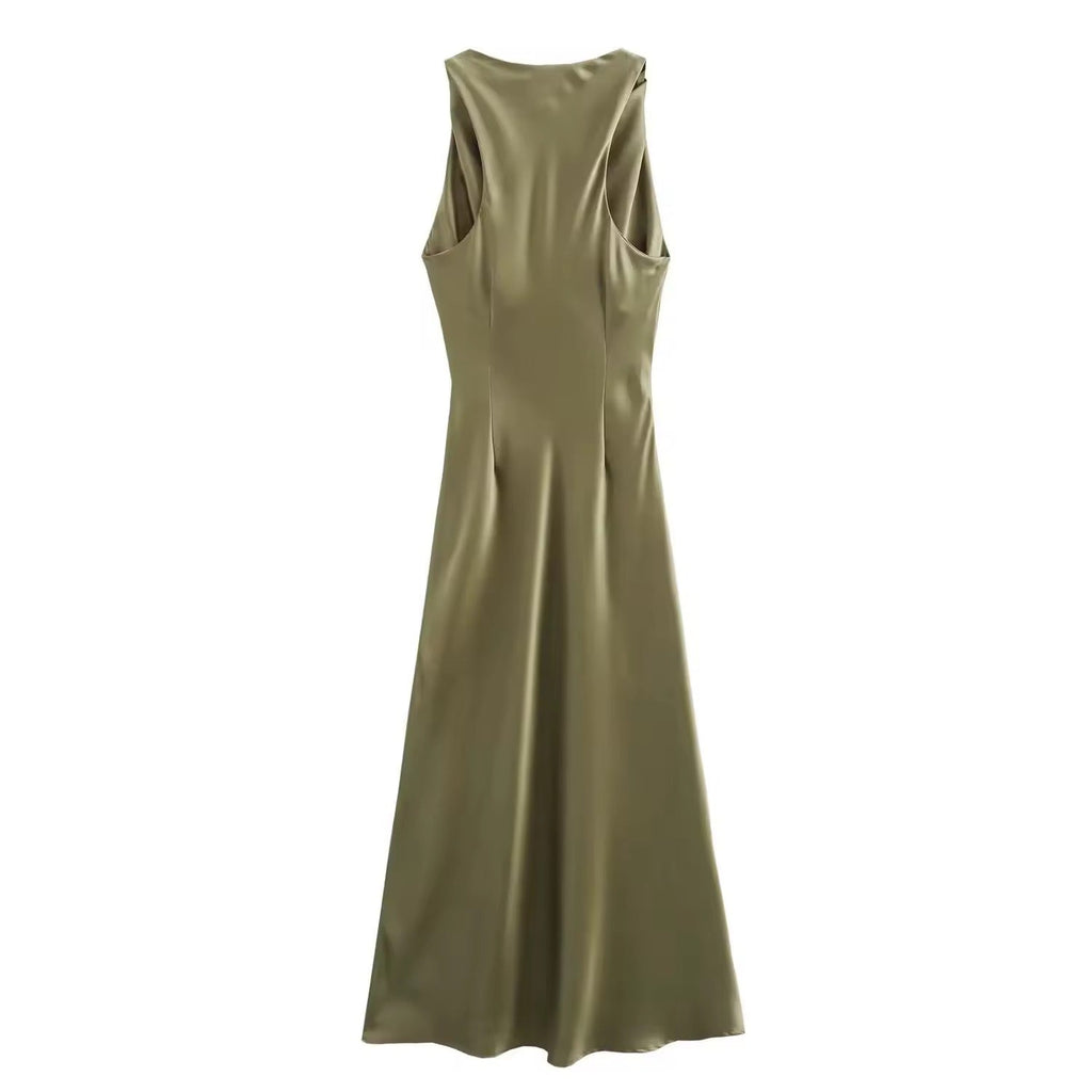 GR | Satin Maxi Dress Elegant Draping